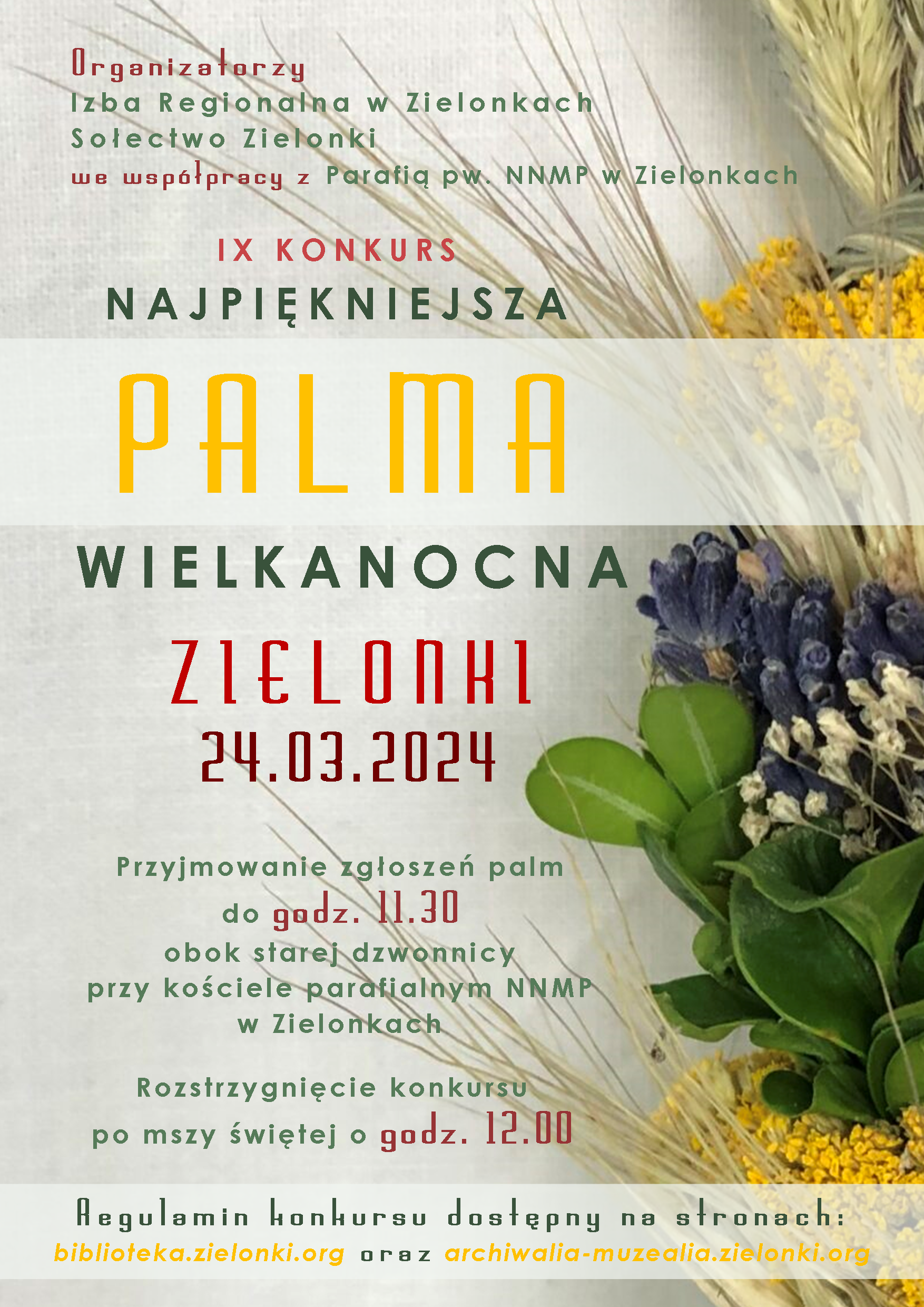 plakat informacyjny na temat konkursu tradycyjnych palm